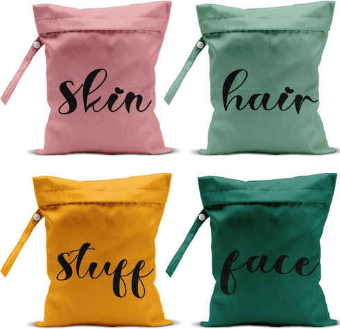 VBCVBGFH 4 Pack Cute Wet Bag Waterproof Reusable Wet Dry Bag for Swimsuit