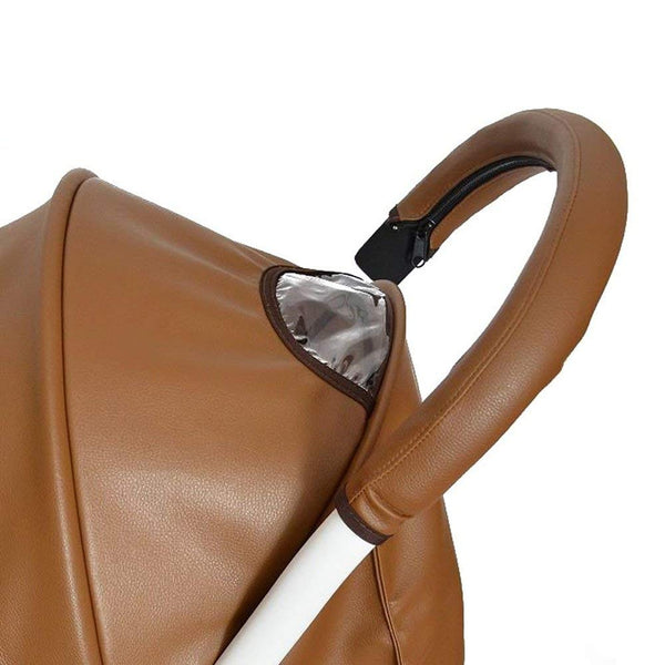 MINILUJIA Baby Stroller Armrest Cover - Universal DustProof PU Leather Handlebar Sleeve with Removable Zipper