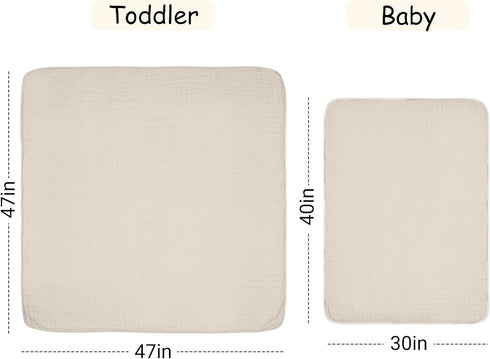 47x47 ZPECC Muslin Toddler Blanket Thicker, Organic Cotton Kids Quilt Hypoallergenic for Baby Essentials Crib Stroller