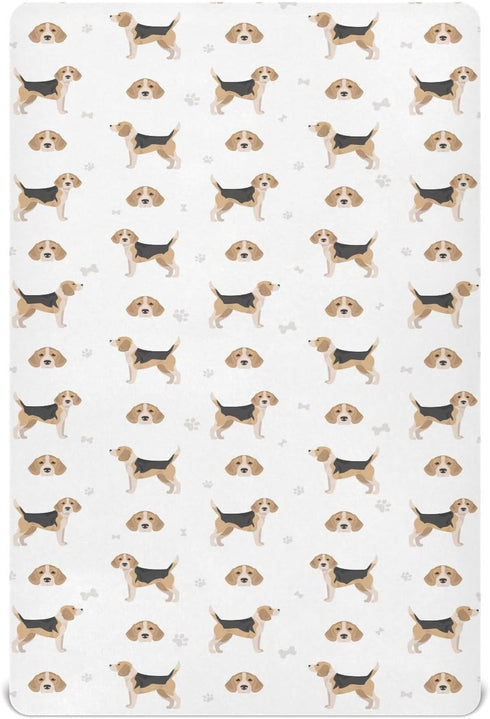 Crib Sheets for Boys girlBeagle Dog mini Crib Nursery Sheets,Breathable Baby Crib