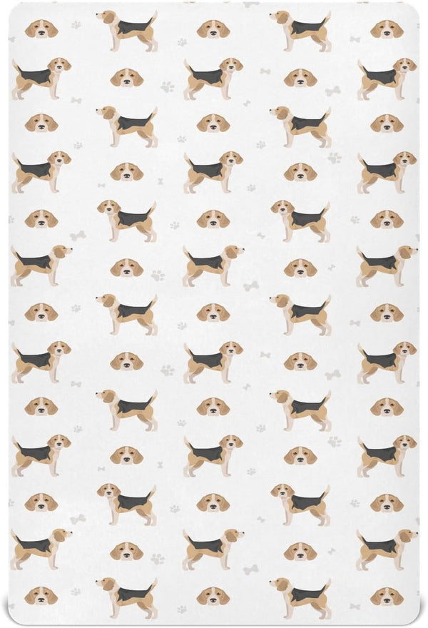 Crib Sheets for Boys girlBeagle Dog mini Crib Nursery Sheets,Breathable Baby Crib