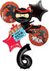 Ninja Birthday Party Supplies - Happy Kickin 6th Birthday Balloon Bouquet Decorations