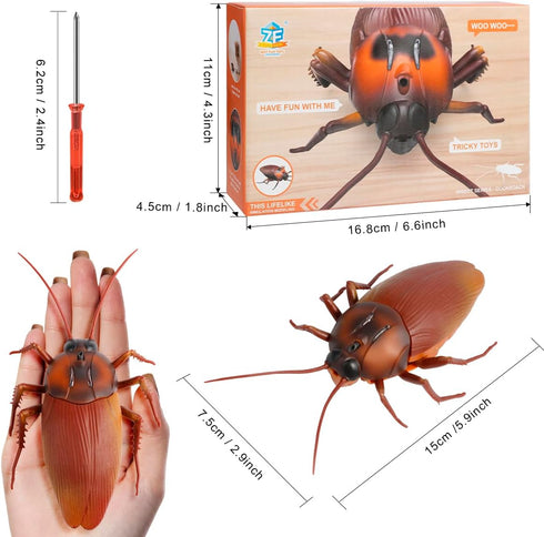 Induction Cockroach Toy for Kids, Smart Sensing Realistic Giant Cockroach Model, Automatic Moving Interactive Fake