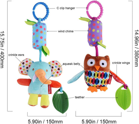 Toys for 0-12 Months - Soft Hanging Crinkle Squeaky Sensory Learning Toy for Infant Newborn Stroller