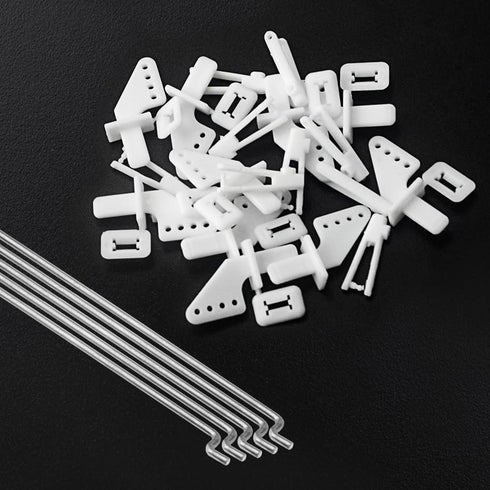 WMYCONGCONG 10 PCS Steel Pushrod Parts 1.2x260mm + 10 PCS Nylon Micro Control Horns 20x11mm for RC Airplane