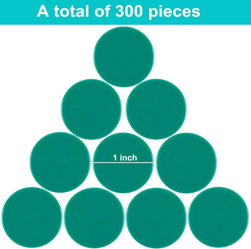 Coopay 300 Pieces Plastic Learning Counters Disks for Math Practice and Poker Chips Game Tokens, 1 Inch (Green Style 1)