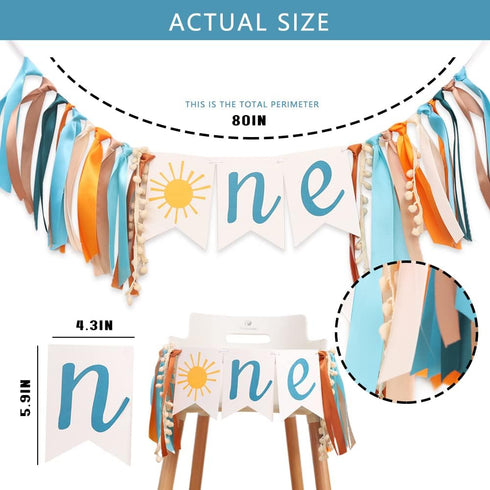 MADENG 1st You Are My Sunshine High Chair Banner - Sun Themed First Birthday Party Decorations For Boy, Boho Sun