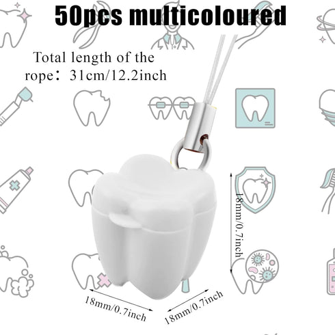 Ioffersuper 50-Piece Tooth Saver Necklaces, Tooth Necklace Little Box for Lost Teeth, Milk Teeth Storage Cases