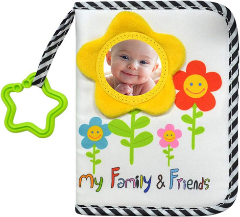 ABCKEY My Family And Friends Baby Photo Album, Sunflower Baby-safe Mirror, Holds 18 Photos, Colourful
