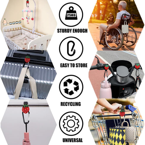 Baby Stroller Hooks for Hanging Bags, Convenient Clips Hooks for Mommy Bags