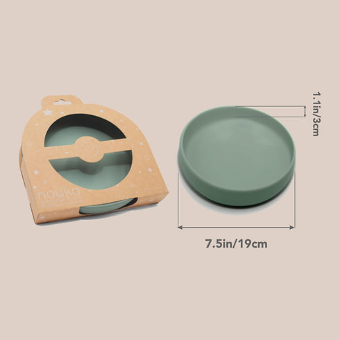 nouka Flat Plate, 100% Food-Grade Silicone, Non-Slip & Soft, Dishwasher Friendly, Soft Blush, 7.5 in