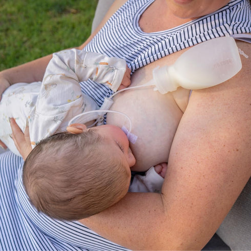 Set 120ml Haakaa Silicone Supplemental Feeding Tube & Pouch Breastfeeding Assistance Kit for Low Supply, Latching
