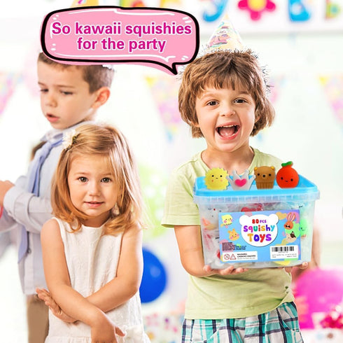 80Pcs 4-8, Party Favors for Kids Kawaii Squishies Mochi Squishy Toy Bulk Fidget Sensory Toys Birthday Gifts for Boys