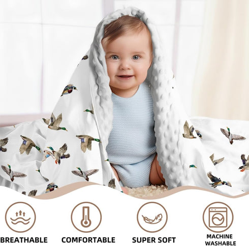 FIGEPO 2 Pack (30"X40") 2) Mallard Duck Baby Blanket for Baby Boys or Girls Soft Breathable Gender Neutral Double Layer
