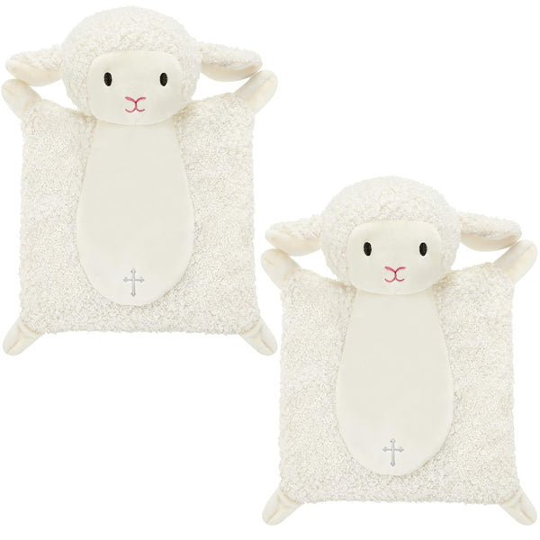 Panelee 2 Pcs Baptism Gifts - Baby Blessings Lamb Security Blanket for First Communion, Christening
