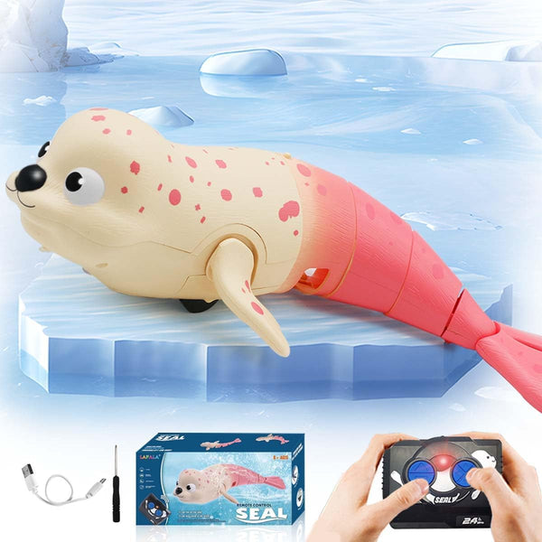 Pool Toys Amphibious Remote Control Seal on Land Water 2.4Ghz Rechargeable Battery