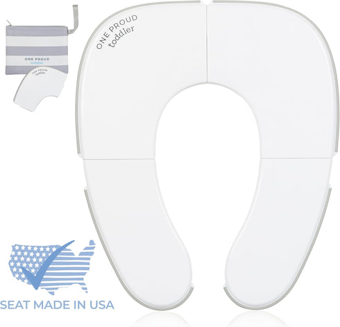 No-Pinch One Proud Toddler Premium Travel Potty Seat Compact, Non-Slip, Made in USA Seat, Locking Hinges, Easy