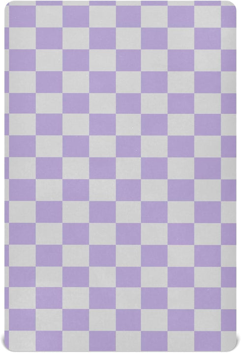 Pigsaly Crib Sheets Purple Gray Checkered Baby Sheet for Standard Crib Mattress Boys