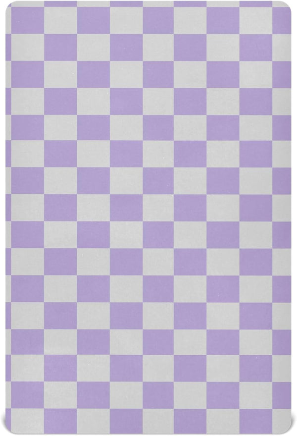 Pigsaly Crib Sheets Purple Gray Checkered Baby Sheet for Standard Crib Mattress Boys