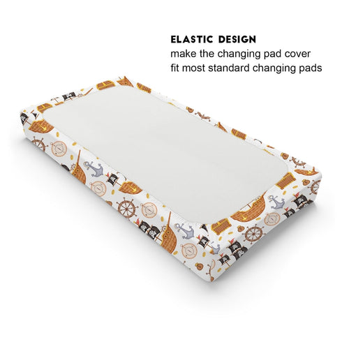 Sea Ocean Changing Pad Cover - Fitted Baby Changing Table Sheets for Boy Girl Nautical Life, 32''x16''