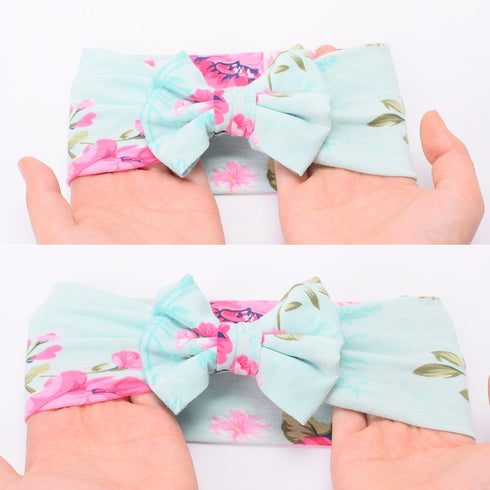Galabloomer Flower Print Baby Swaddle Blankets Receiving Blanket Headband Set