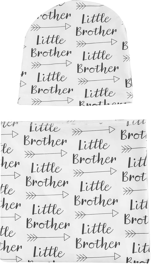 Newborn Swaddle Blanket with Beanie Set, Soft Stretchy Blanket for 0-3 Months Baby Boys and Girls