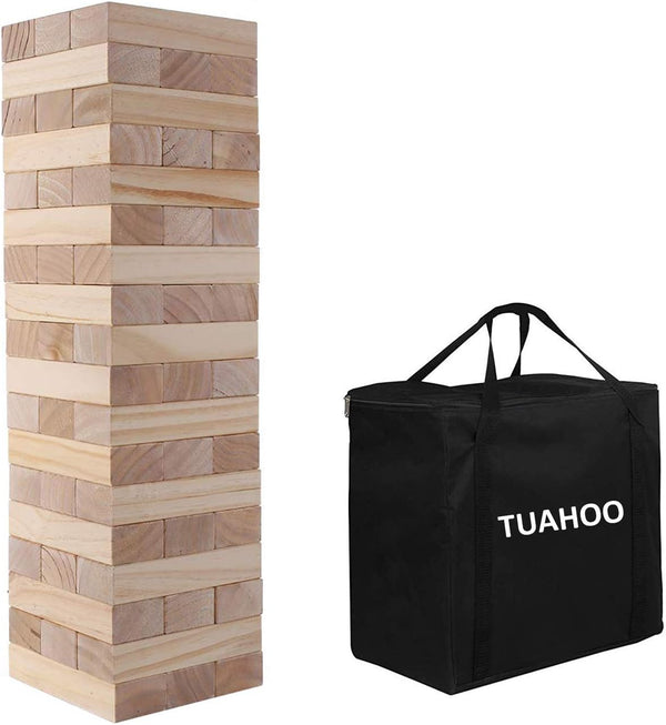 Outdoor Games Giant Tumble Tower - Large Tumbling Timber Wood Blocks Tower Yard Game for Kids & Adults Family Stacking