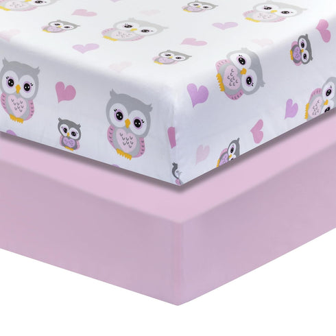 EVERYDAY KIDS 2 Pack Fitted Girls Crib Sheet, 100% Soft Breathable Cotton