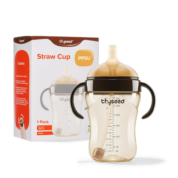 Thyseed PPSU Weighted Straw Cup with Handles Toddlers Transition Bottles to Sippy