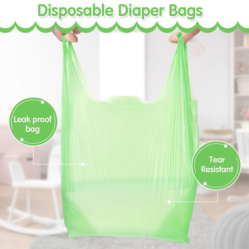 Honoson 1200 Count Baby Disposable Diaper Bags Scented Diaper Sacks with Tie Handle Disposal Baby Poop Trash Bags Waste