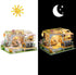 WonDerfulC Cat Cafe Wooden Miniature Dollhouse Kit DIY Pet Coffee Shop Model with Furniture, LED Light, Music Box (No