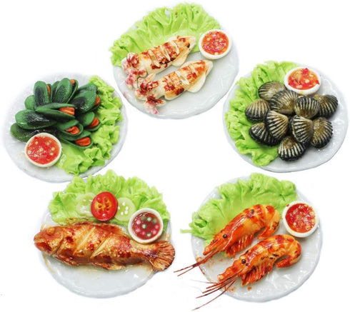 ThaiHonest 5 Mixed Assorted Seafood Dollhouse Miniature Food,Tiny Food