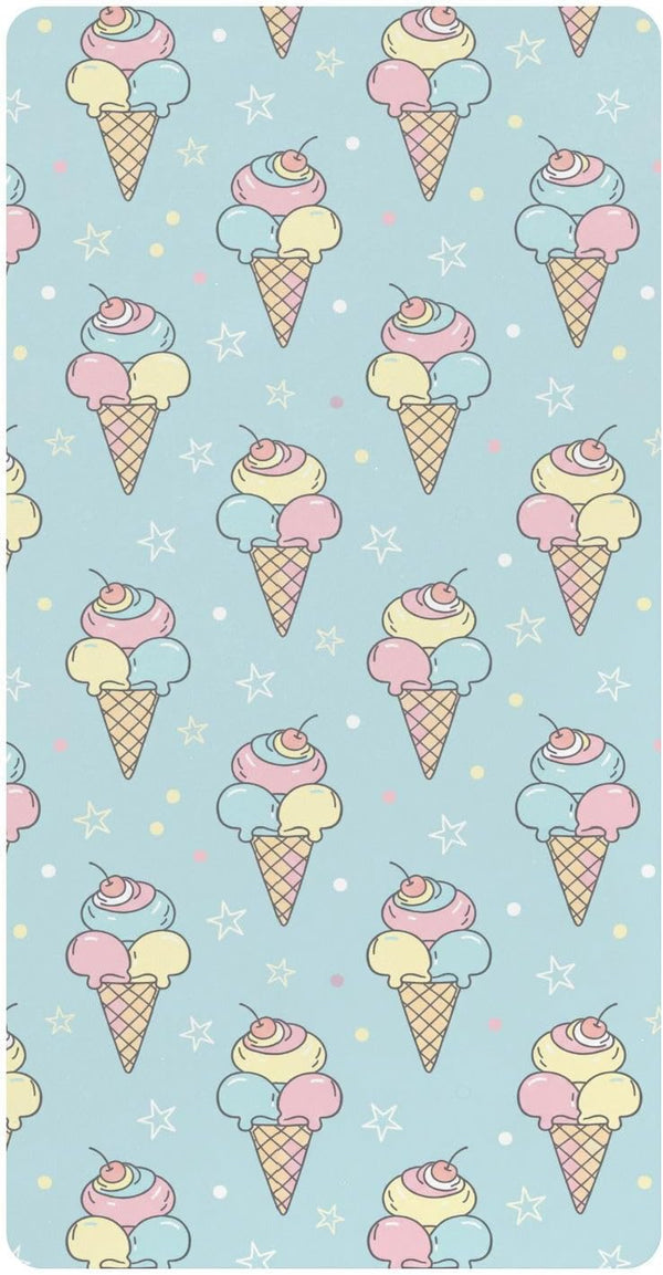 Jynexis Ice Cream Star Blue Print Baby Crib Sheets, Cotton Fitted Crib Sheet,