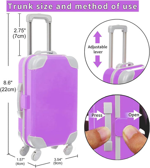 18 inch Set Mermaid Doll Clothes and Doll Accessories Case Luggage Travel Play Include Suitcase, Dresses, Bag, Camera