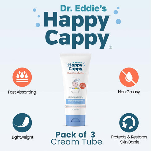 6 Oz (Pack 3) Happy Cappy Moisturizing Cream - Baby Eczema Cream, Eczema Lotion for Kids, Pediatrician-Formulated