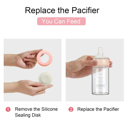 4 Packs, 6oz (4 COMI Wide Neck Glass Breastmilk Collection n Storage Bottle, with Screw Ring Sealing Disk; Re-markable