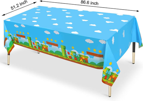 3 PCS Video Games Party Tablecloth, Plastic Video Games Table Cover for Video Games Birthday Party Decorations Supplies, 86.6 x 51.2in