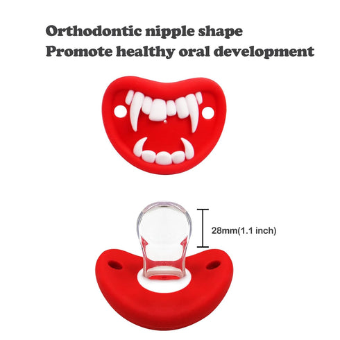 0-36 ROBBEAR Funny Baby Pacifier, Cute Mustache Binkies, Fake Big Teeth Binky Bucktooth Halloween Pacifiers for Babies