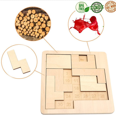Daily Calendar Puzzle - Wooden Puzzles for Adults, Challenge 365+ Dates, Office Logic Puzzle