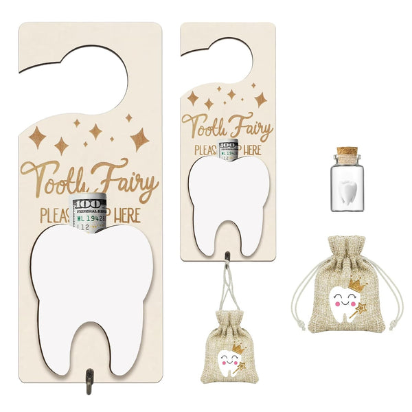 Tooth Fairy Tooth Holder, Tooth Fairy Door Hanger with Money Slot, Keepsake
