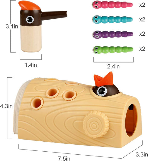 TOP BRIGHT Montessori Toys for 2 Year Olds, Fine Motor Skills Toddler Toys Age 2-4, Woodpecker Worm Feeding Game