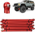 VGEBY 8Pcs Lightweight Aluminium Alloy RC Link Rod Kit, 1:10 Scale Pull Rod for Aixal SCX10 1/10 RC Car (Red)