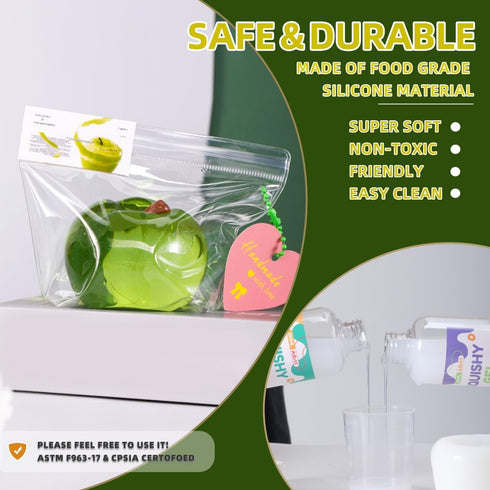 Handmade Silicon Taba Clear Apple Squishy Clear AppleSafe & Non-Toxic Sticky Mochi Squishy Fidget Stress-Relief Squeeze
