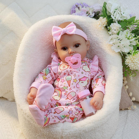 17 Inches 3+ GOAROY Baby Dolls, Large Realistic Baby Doll with Cute Soft Body, Real Life Baby Dolls Girl, with Bottles