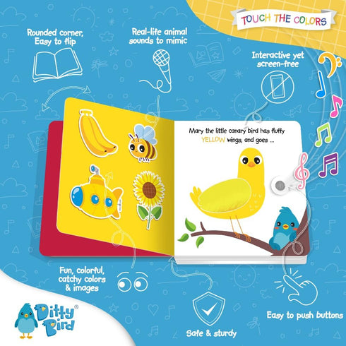 DITTY BIRD Touch & Feel Colors Edition Musical Books | Fun Montessori Toys for 1-3 Year Olds | Sturdy Baby Book