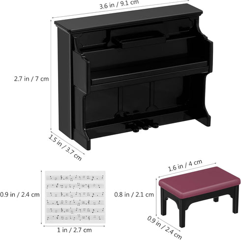 Piano Keyboard Toy for Kids Miniature Dollhouse Piano Model Musical Educational Toy for Fairy Garden Black