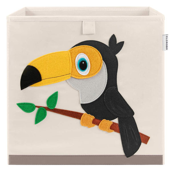 CLCROBD Foldable Animal Cube Storage Bins, Fabric Toy Box/Chest/Organizer for Kids Nursery, 13 inch (Toucan)