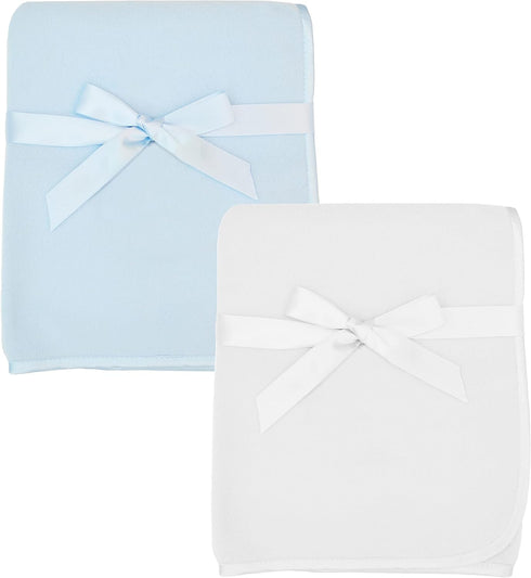 American Baby Company 2-Piece Fleece Blanket (30" x 30") with Silk-Like Satin