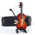 Dselvgvu Wooden Miniature Violin with Stand, Bow, and Case, Mini Musical Instrument Dollhouse Model Ornament Home