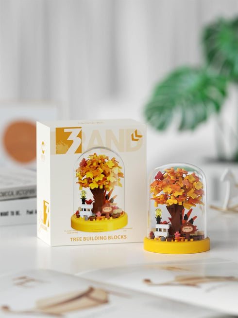 Sacblirr Set Autumn Leaves Tree House Bonsai Tree House Building Toy Flowers Ideas Building Blocks Complete with Dust